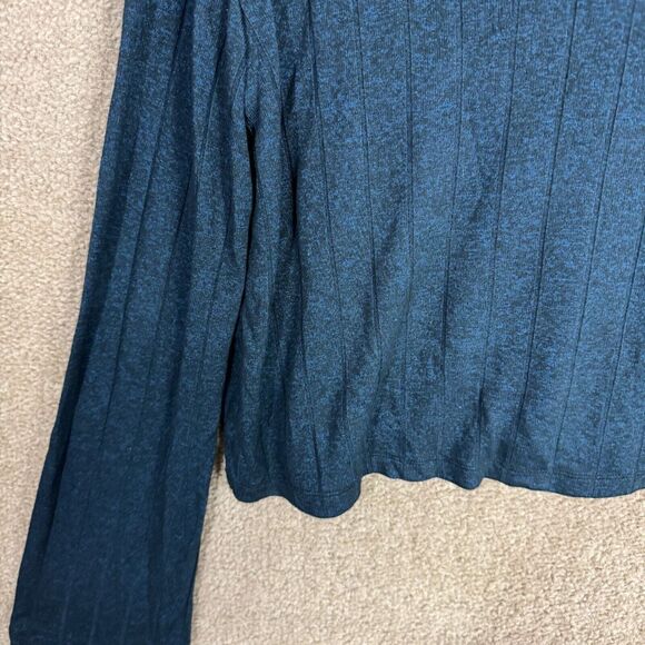 Athleta Harmony Pose Hoodie Womens‎ XS Blue Ribbed Knit Relaxed Fit Sweater Top - Picture 4 of 9
